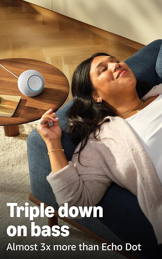 Echo Dot Max (modelo más reciente) de sonido estéreo (blanco glaciar)