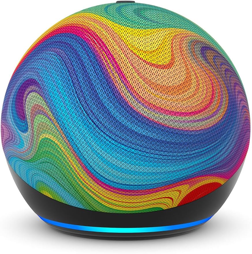 Amazon Echo Dot Kids (modelo más reciente) - Remolino arcoíris, con Echo Glow, altavoz inteligente y luz nocturna para niños, diseñado para Alexa +